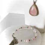 Rose quartz with cultured pearls